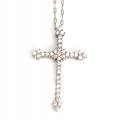 colier religios cu pandant cruce - argint incrustat cu zirconii - Franta