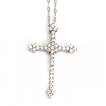 colier religios cu pandant cruce - argint incrustat cu zirconii - Franta