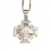 colier religios cu pandant Crucea Ierusalim - argint - Israel