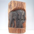 veche sculptura decorativa africana - lemn de tec - Elefanti - Senegal