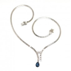 elegant colier sautoire cu safir faux - argint texturat - Franta elegant colier sautoire cu safir faux - argint texturat - Franta