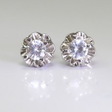 rafinati cercei tip stud - Crown - argint rodiat si zirconii - Franta rafinati cercei tip stud - Crown - argint rodiat si zirconii - Franta