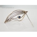 brosa victoriana: safir natural & argint. early art nouveau. cca 1880