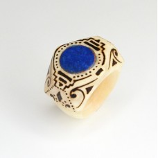 inel tribal amerindian Pueblo - Zuni - os si intarsie de lapis lazuli  inel tribal amerindian Pueblo - Zuni - os si intarsie de lapis lazuli
