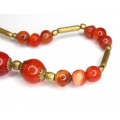 Vechi colier tribal afgan - agate carnelian & alpaca