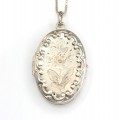 Elegant colier cu pandant locket | Victorian Revival | argint | Marea Britane anii '70