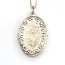 Elegant colier cu pandant locket | Victorian Revival | argint | Marea Britane anii '70 Elegant colier cu pandant locket | Victorian Revival | argint | Marea Britane anii '70