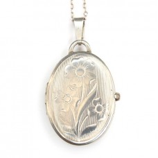 Colier cu pandant locket - Miozotis - argint - Marea Britanie anii '70 Colier cu pandant locket - Miozotis - argint - Marea Britanie anii '70