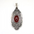 Pandant etnic indian din argint decorat cu agat carnelian - Rajasthan