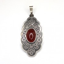 Pandant etnic indian din argint decorat cu agat carnelian - Rajasthan