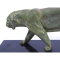 Statueta Art Deco - Pantera - spelter calaminat & marmura - cca 1920 Franta