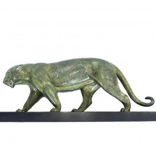 Statueta Art Deco - Pantera - spelter calaminat & marmura - cca 1920 Franta Statueta Art Deco - Pantera - spelter calaminat & marmura - cca 1920 Franta