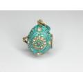 Pandantiv locket Fabergé - Royal Turquoise - argint aurit si emailat - colectia Heritage