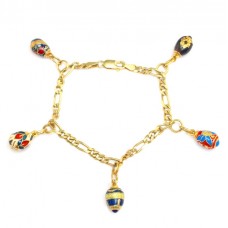 Bratara cu charmuri Fabergé - argint emailat & aurit - colectia Heritage