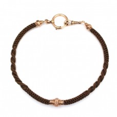 Inedit lanț victorian pentru ceas de buzunar - Hairwork & rolled gold - cca 1850 Marea Britanie