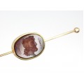 Ac-pin victorian, pentru gulerul cămășii - camee intaglio Septimius Severus - aur 18k