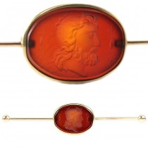 Ac-pin victorian, pentru gulerul cămășii - camee intaglio Septimius Severus - aur 18k