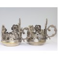 Pereche de suporturi pentru pahare de ceai - Art Nouveau - Franta cca. 1910