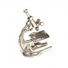 Miniatura din argint - Microscop stiintific - manufactura de atelier italian