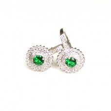 Delicati cercei de ocazie - argint rodiat & smarald faux - Franta