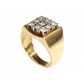 Inel statement modernist - diamante 0.90 CT & aur 18k - Germania anii '70