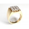 Inel statement modernist - diamante 0.90 CT & aur 18k - Germania anii '70