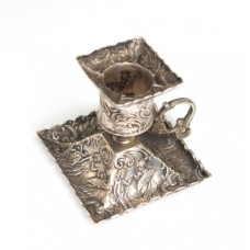 Rafinat sfeșnic miniatural, din argint - atelier Hanau - Gebruder Dingeldein sec XIX