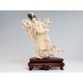 Splendida statueta " Guan Yin " - fildes & lemn - cca.1930 China