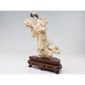 Splendida statueta " Guan Yin " - fildes & lemn - cca.1930 China