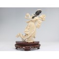 Splendida statueta " Guan Yin " - fildes & lemn - cca.1930 China