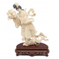 Splendida statueta " Guan Yin " - fildes & lemn - cca.1930 China