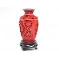 Splendida vaza chinezeasca - alama cloisonné & cinabru sculptat