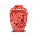 Splendida vaza chinezeasca - alama cloisonné & cinabru sculptat