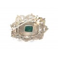 Elegantă broșă în stil Art Deco | manufactură în  argint | agat verde & marcasite