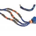 Vechi colier tribal turkmen - lapis, coral natural & chihlimbar faux - Afganistan