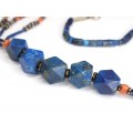 Vechi colier tribal turkmen - lapis, coral natural & chihlimbar faux - Afganistan