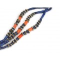 Vechi colier tribal turkmen - lapis, coral natural & chihlimbar faux - Afganistan