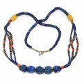 Vechi colier tribal turkmen - lapis, coral natural & chihlimbar faux - Afganistan