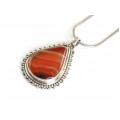 Colier etnic hindus cu impozant pandant Carnelian | manufactură în argint | India 