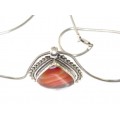 Colier etnic hindus cu impozant pandant Carnelian | manufactură în argint | India 