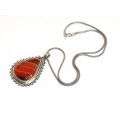 Colier etnic hindus cu impozant pandant Carnelian | manufactură în argint | India 