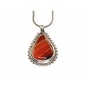 Colier etnic hindus cu impozant pandant Carnelian | manufactură în argint | India 