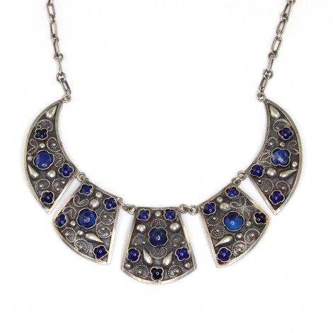 Opulent colier egiptean | argint & lapis lazuli | cca.1930