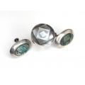 Set: Cercei și inel modernist mexican | argint & abalone | anii '50