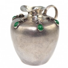 Letieră / sosieră aiguière | argint & agat verde | British Raj - început de secol XX Letieră / sosieră aiguière | argint & agat verde | British Raj - început de secol XX