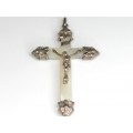 Splendid crucifix pectoral | sidef natural & argint | cca.1900 - Franța