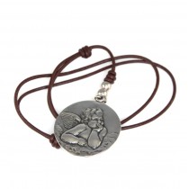 Colier cu medalion religios de factură romantică | Amoraș | argint rodiat - Italia