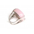 Impozant inel statement modernist | argint și cuarț roz | Franța