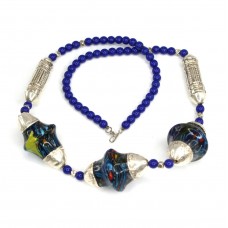 Inedit colier statement tuareg | argint & sticlă fuzionată | unicat | Niger