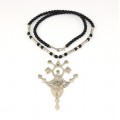 Colier tribal - unisex - cu amuletă Tahoua  | Crucea Agadez | manufactură în argint | Niger